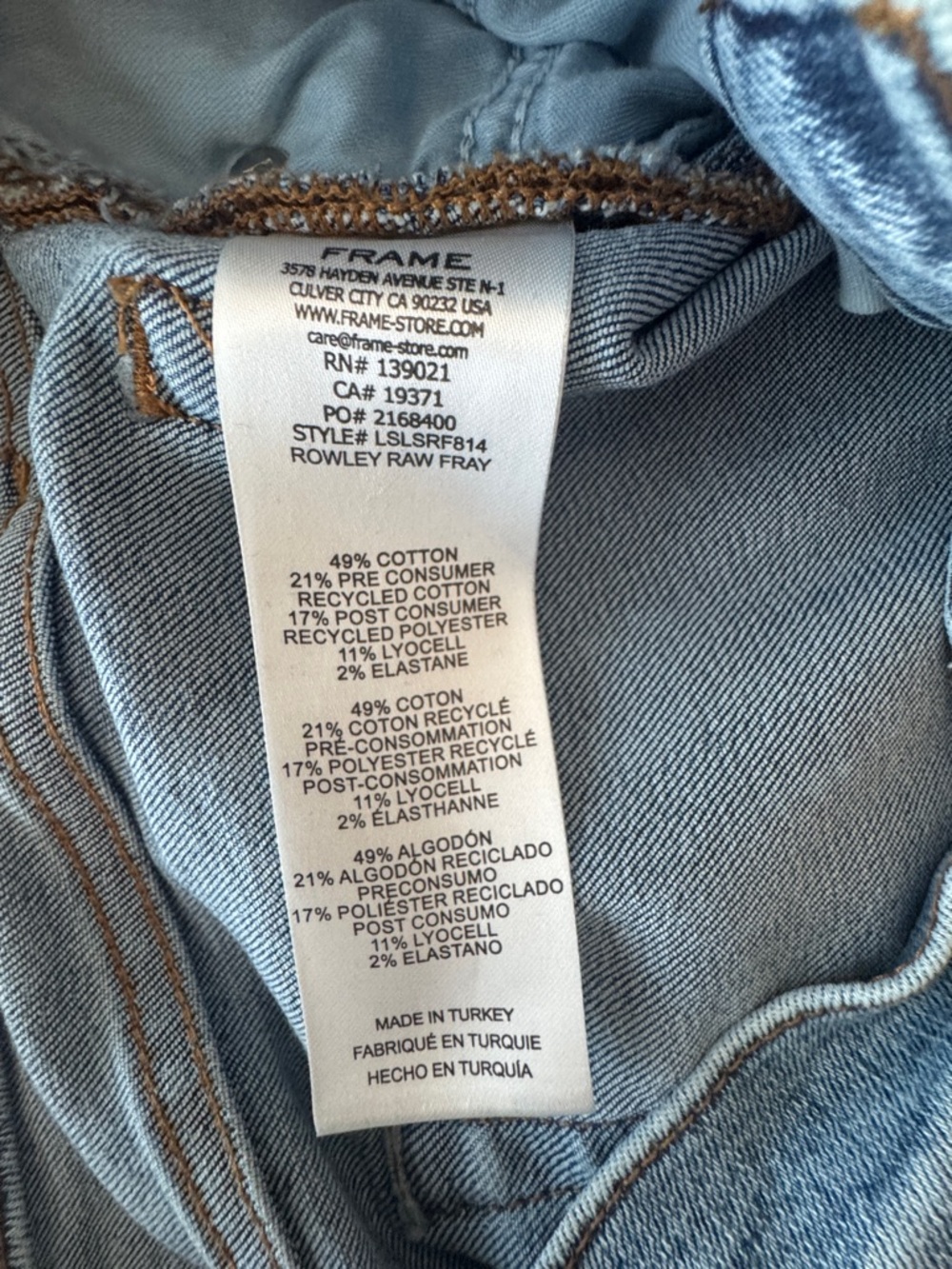 FRAME Le Sleek Straight Jeans Rawley Raw Fray Hem Medium Wash Size 28 - Picture 9 of 10